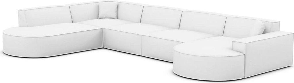 Kunstleder U-Form XL Lounge Wohnlandschaft Brevia Weiß Rechts