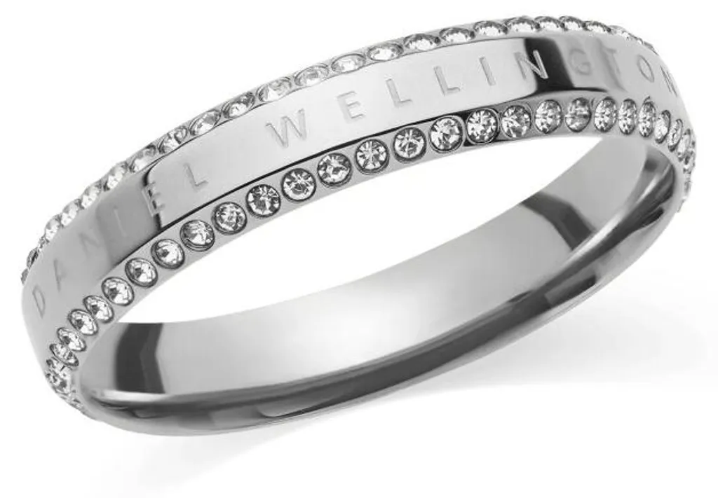Bague anneau femme en acier avec cristaux scintillants - Modèle Aura 50