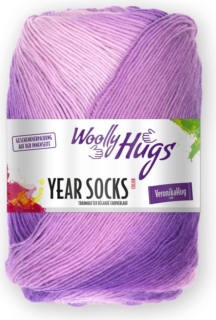 Woolly Hugs Year Socks 100g Sockenwolle/Dochtgarn mit Degradé-Farbverlauf, Perfekt für Double-Face Stricken, Strickgarn für Socken, Schals & Acc...