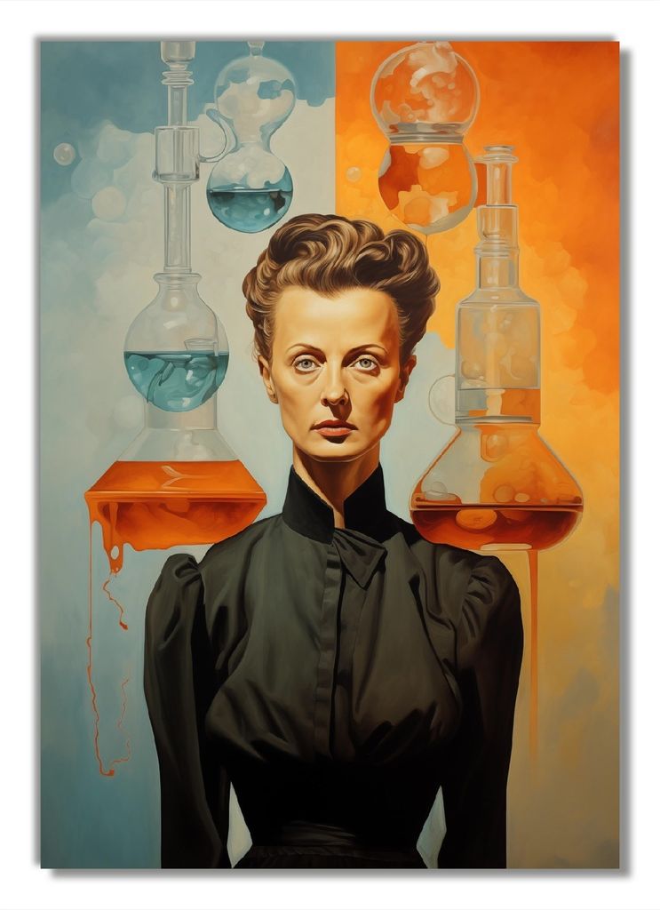 Wallario selbstklebendes Poster - Visionäre Chemikerin, Größe: 70 x 100 cm