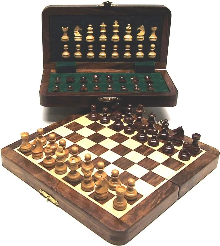 Cassette d'échecs en acacia magnétique HOT Games de 20x10 cm