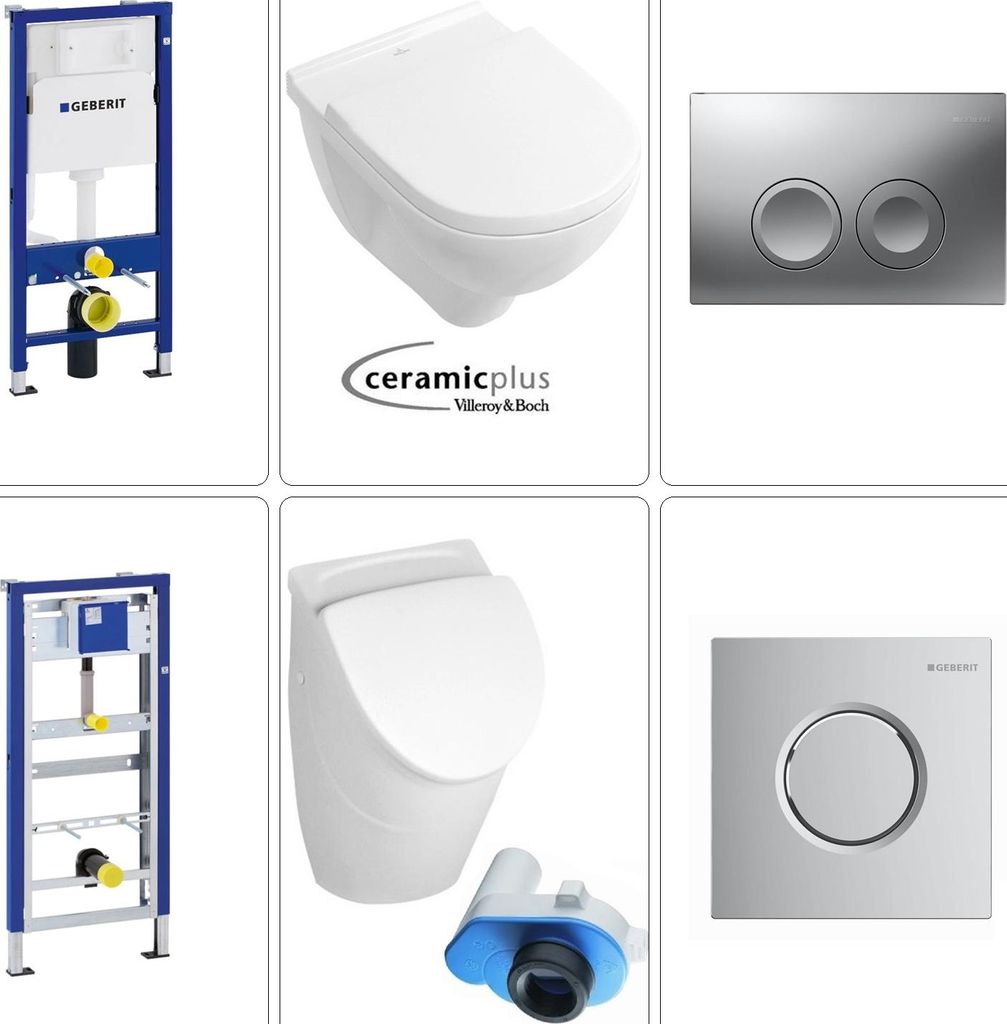 Villeroy & Boch O.Novo Urinal mit CeramicPlus Beschichtung und Geberit Zubehör in chrom