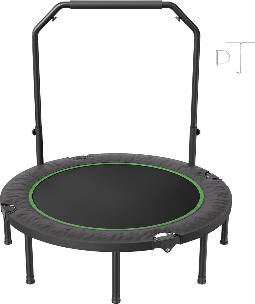 SucceBuy Faltbares Mini-Trampolin, 52 Zoll Fitness-Rebounder, Maximale Belastung 204 kg, Stabil und Leise, 4-stufig verstellbarer Schaumstoffgriff,...