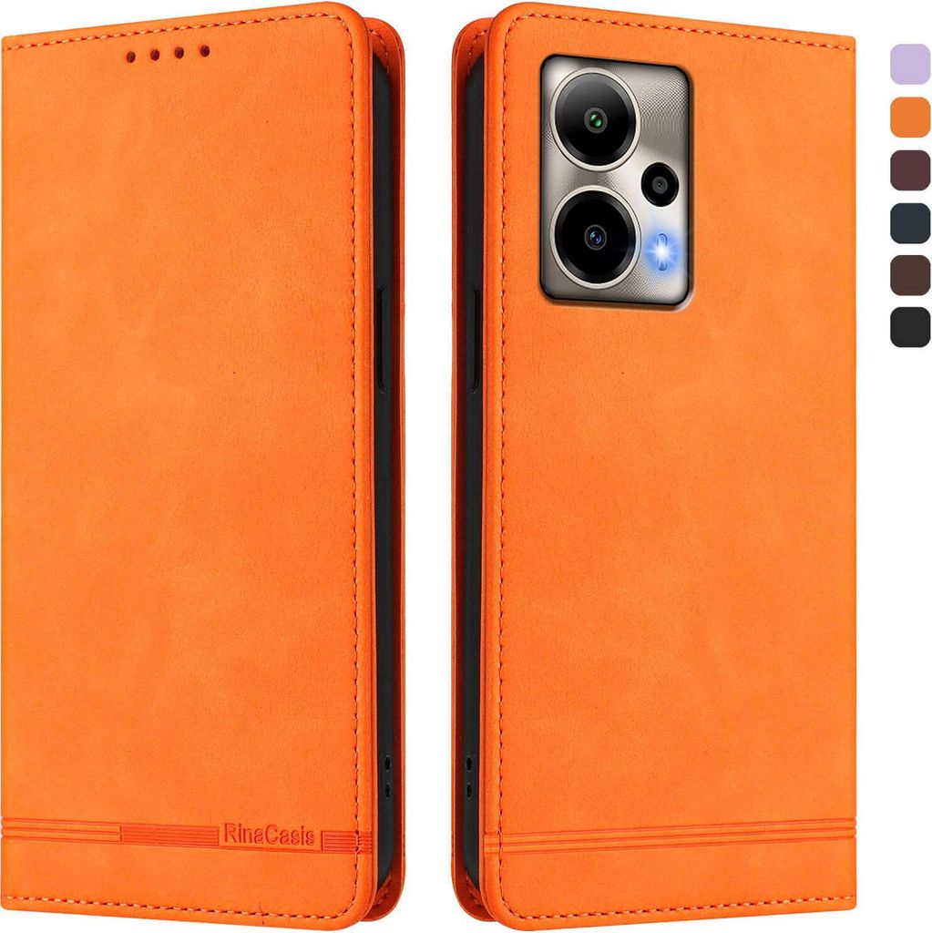 Hülle für Cricket Outlast 5G, Retro Kunstleder Ständer Klapphülle mit Kartenfächer und Magnetische Orange