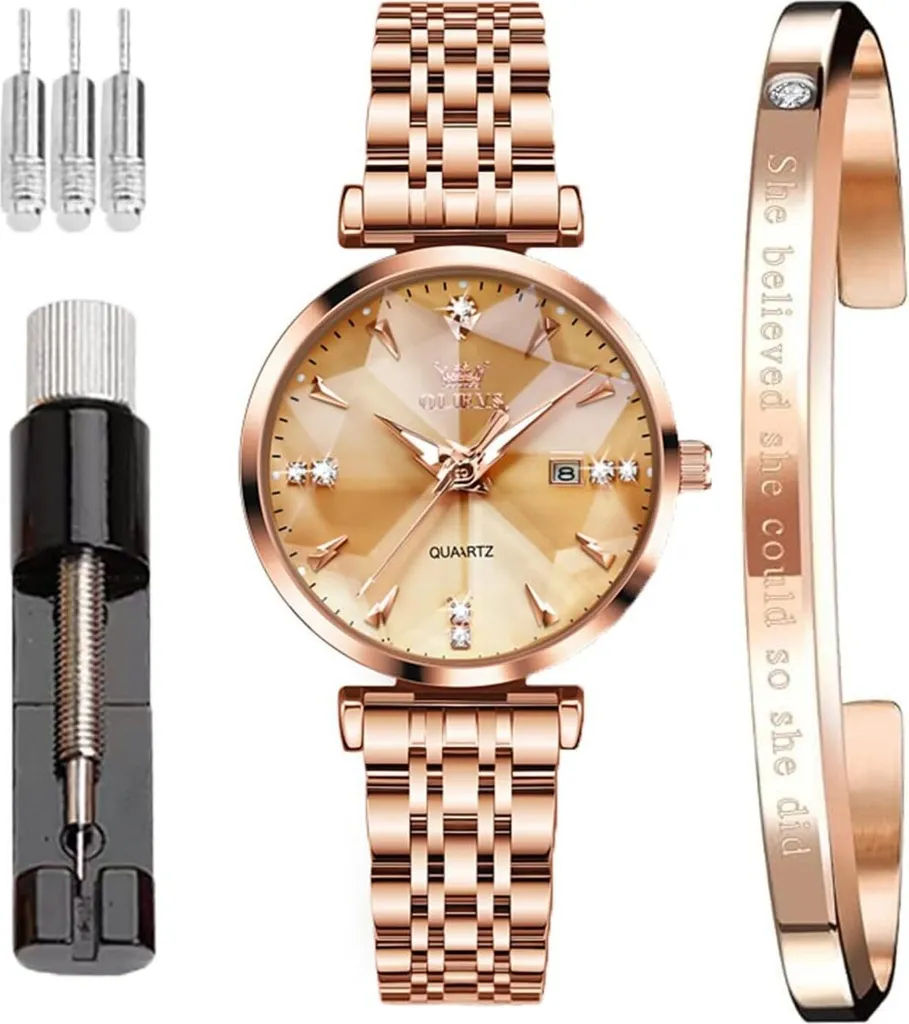 Regalo Orologio Donna Oro Rosa Lusso Sottile Acciaio Inox