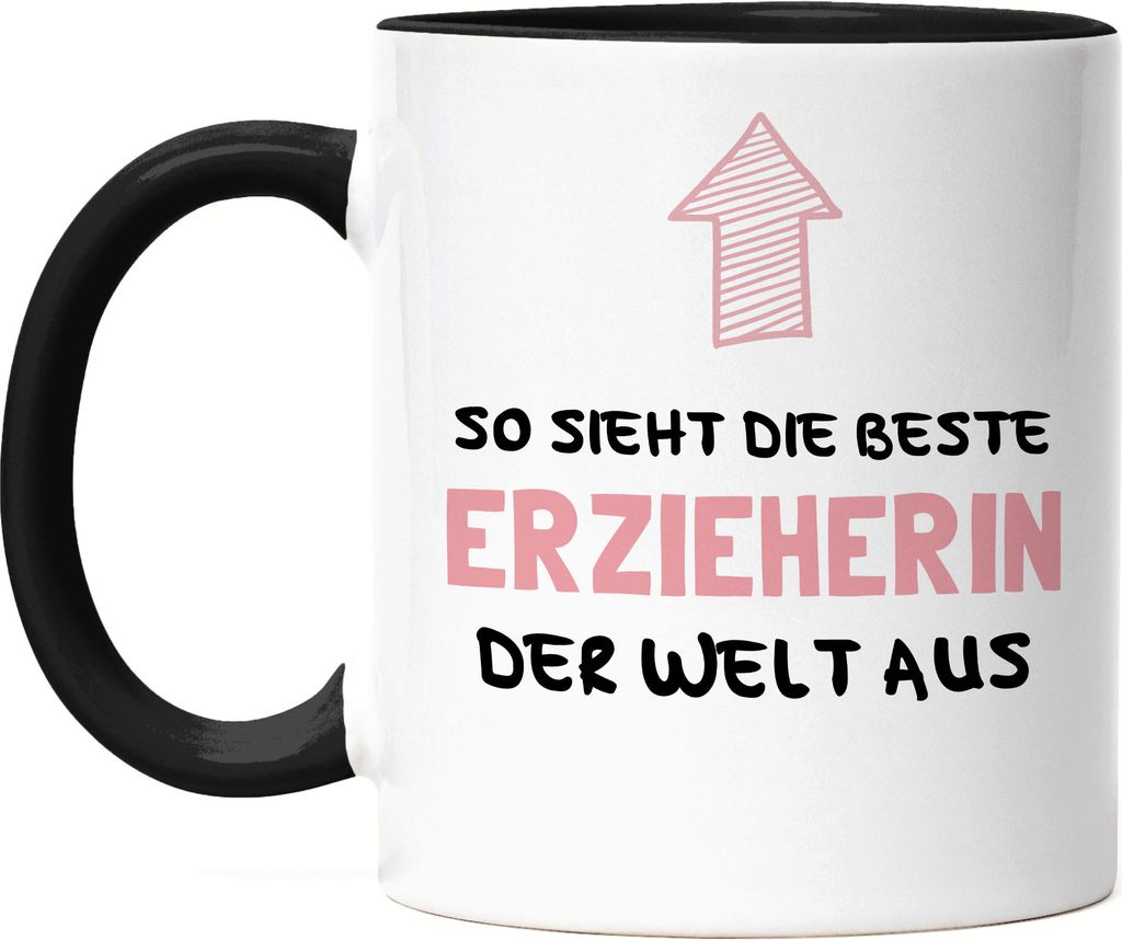 So Sieht Die Beste Erzieherin Der Welt Aus Tasse Schwarz Kindergarten Dankeschön & Abschiedsgeschenk Kita