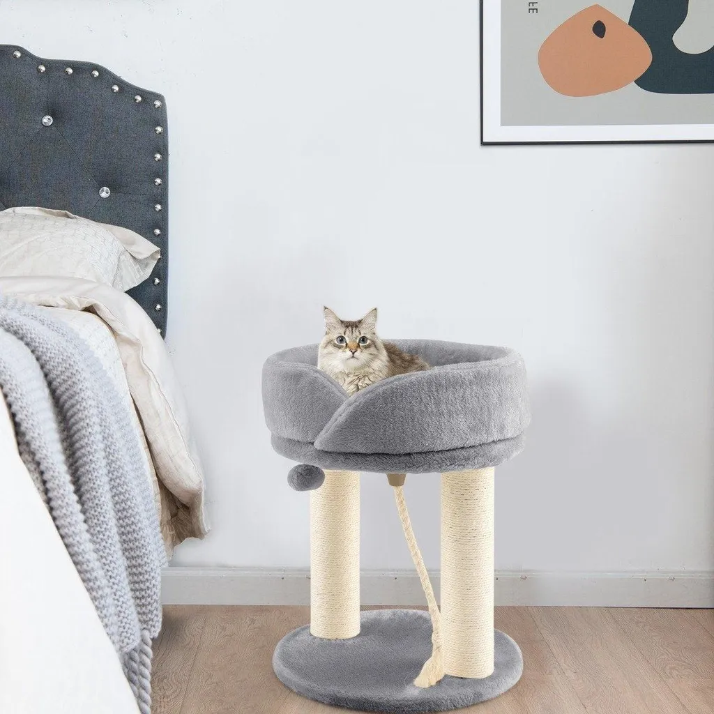Arbre à chat tour de griffage en sisal et plateforme de repos grise