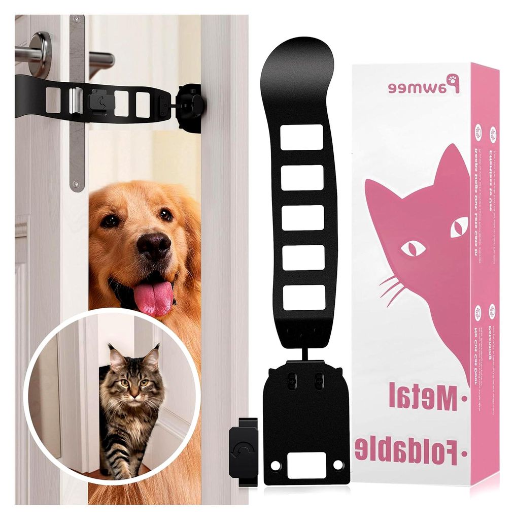 Verstellbarer Katzentürriegel, Türklammer für Katzen, flexibler Türgurt für Katzen, hält Hunde von der Katzentoilette fern