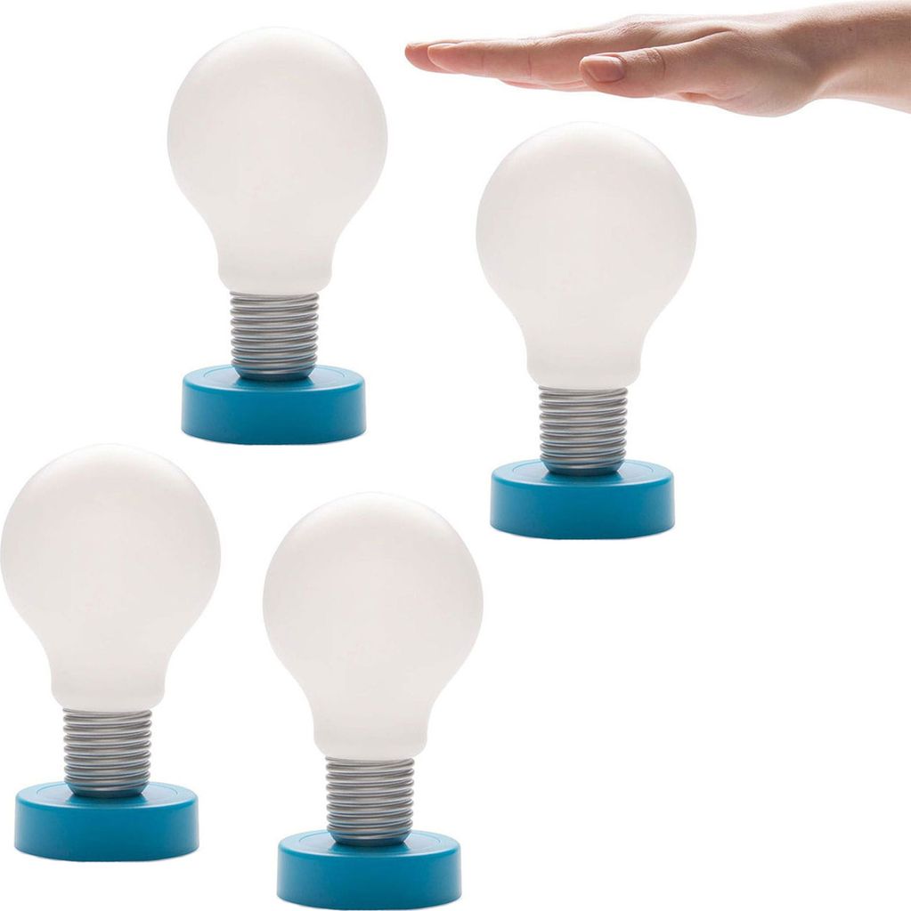 4x LED Batterie Tischlampe Glühbirne Blau Tischleuchte Push Nachttischlampe Druck Lampe Leuchte Druckleuchte Drucklampe Dekolampe