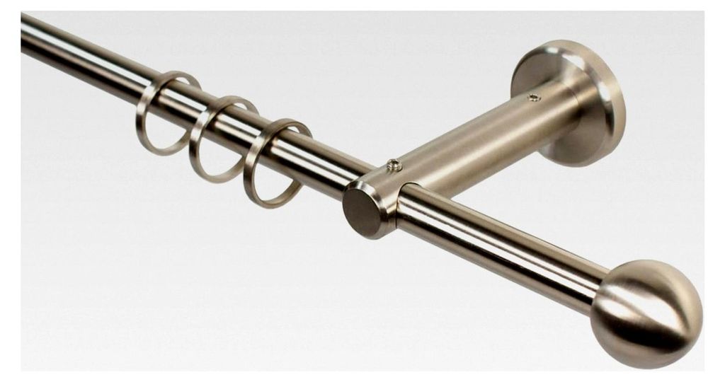 Gardinenstange aus Edelstahl 12 mm mit Kugel-Endstück, 200 cm