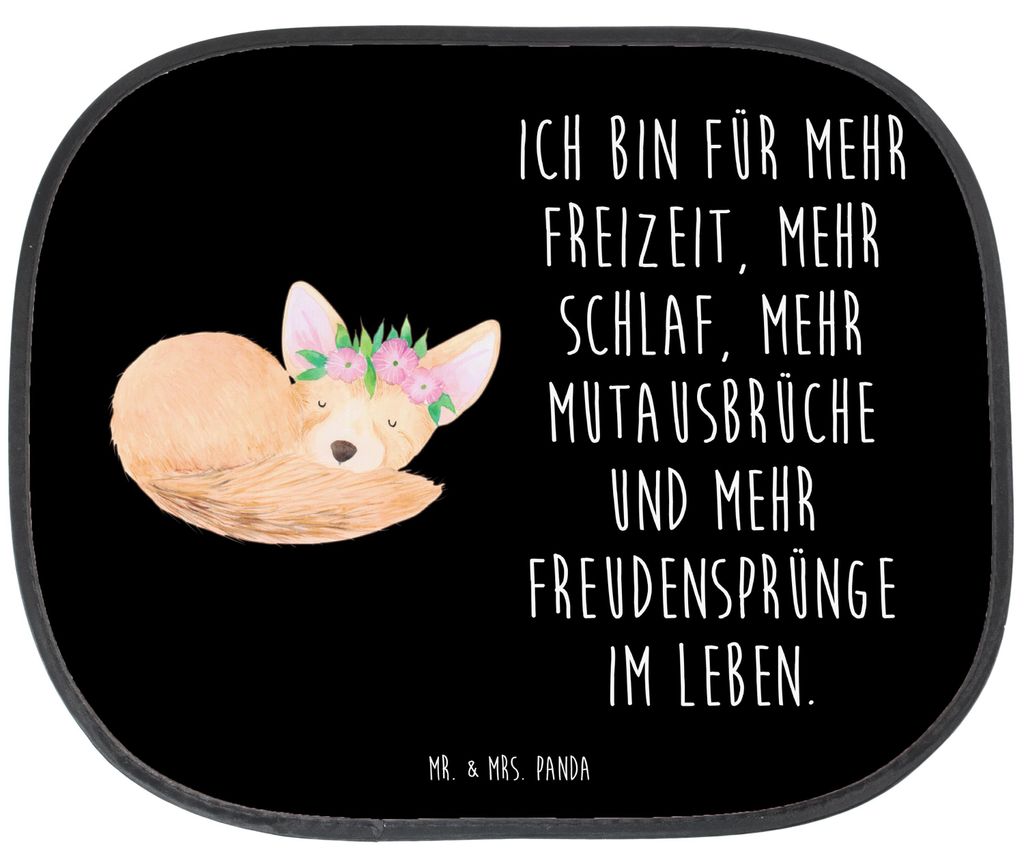 Mr. & Mrs. Panda Sonnenblende Auto Wüstenfuchs Blumen - Schwarz - Geschenk, Blumenkranz, Wüste, Afrika, Sonnenschutz Kfz, Fürs, Scheibenschutz, ...