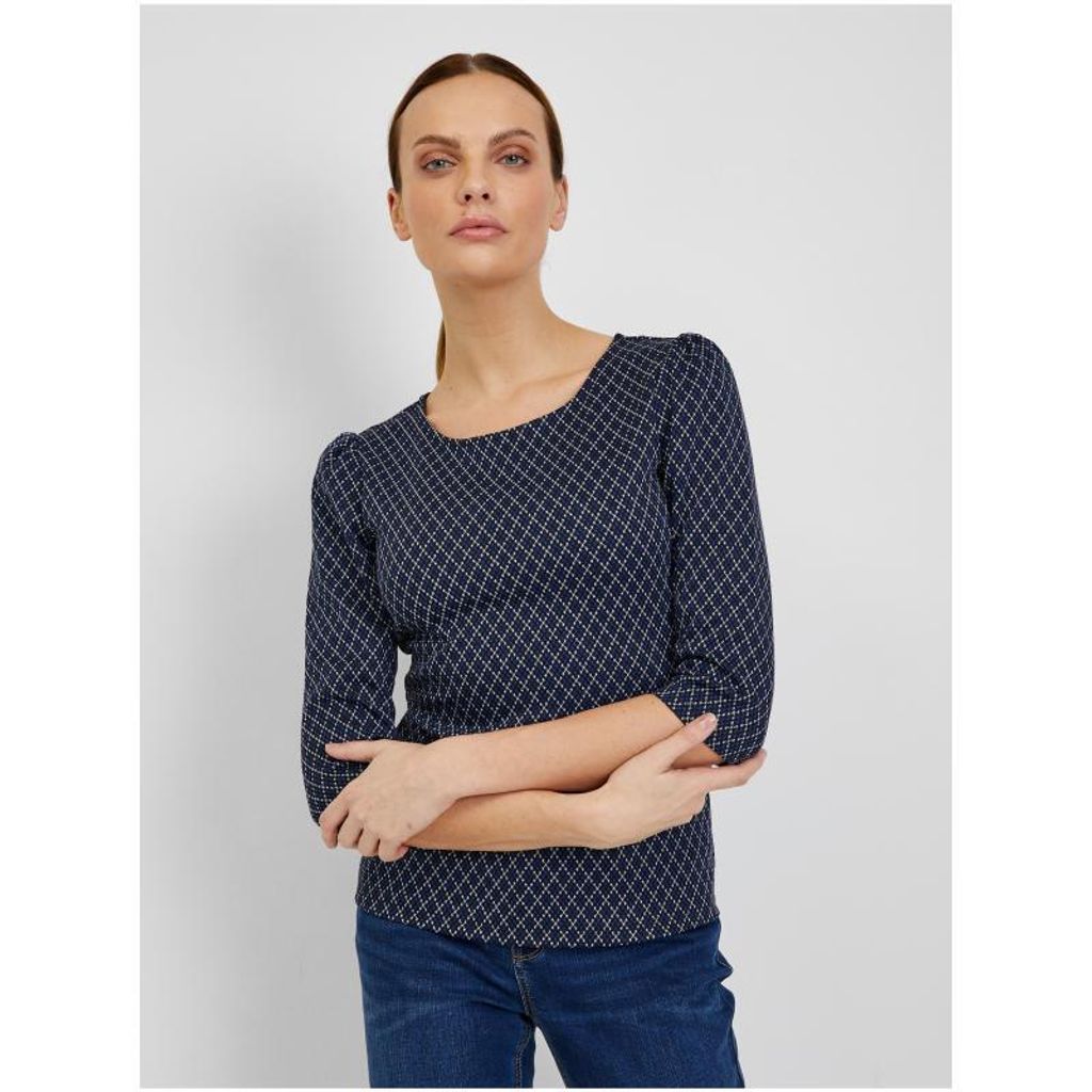 Orsay Dunkelblaues gemustertes Damen-T-Shirt 111011-526000__S