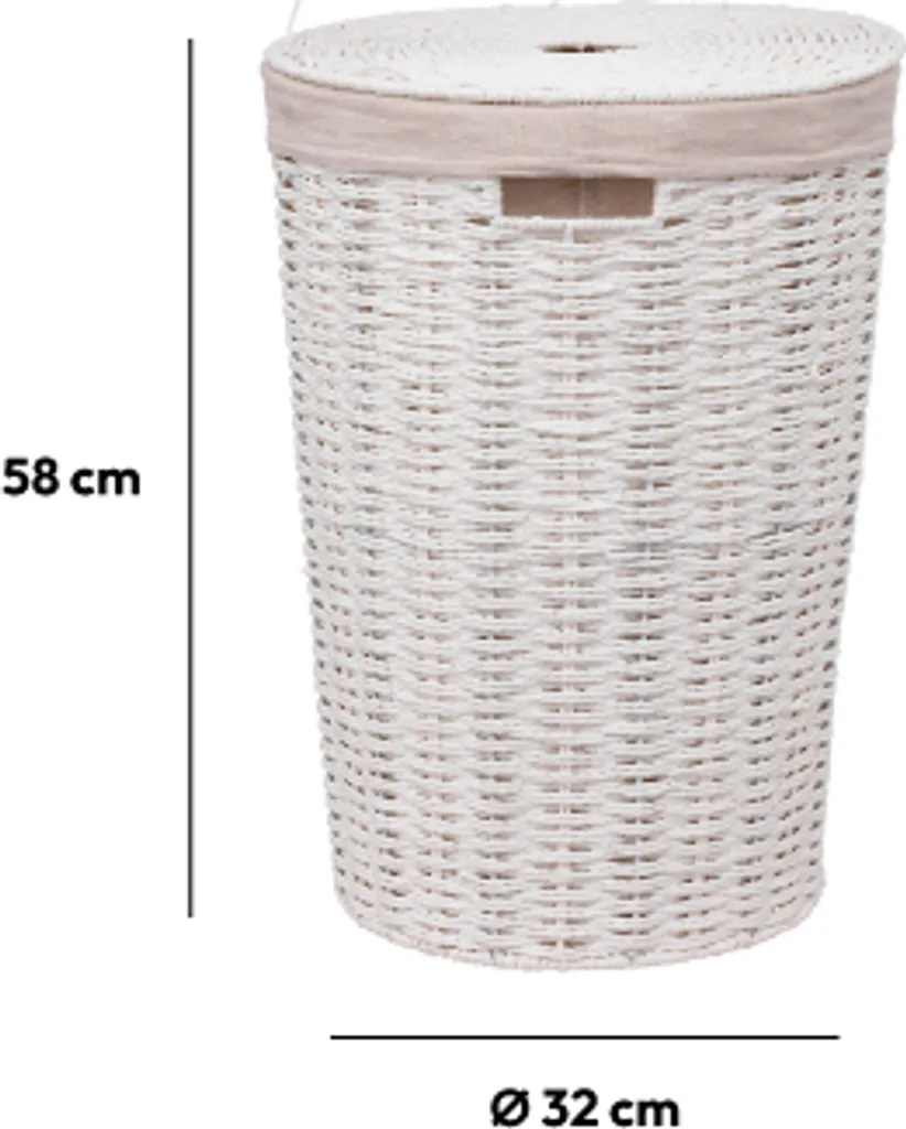 Panier à linge rond 40L Vannerie blanc par 5 Five Simply Smart - 6