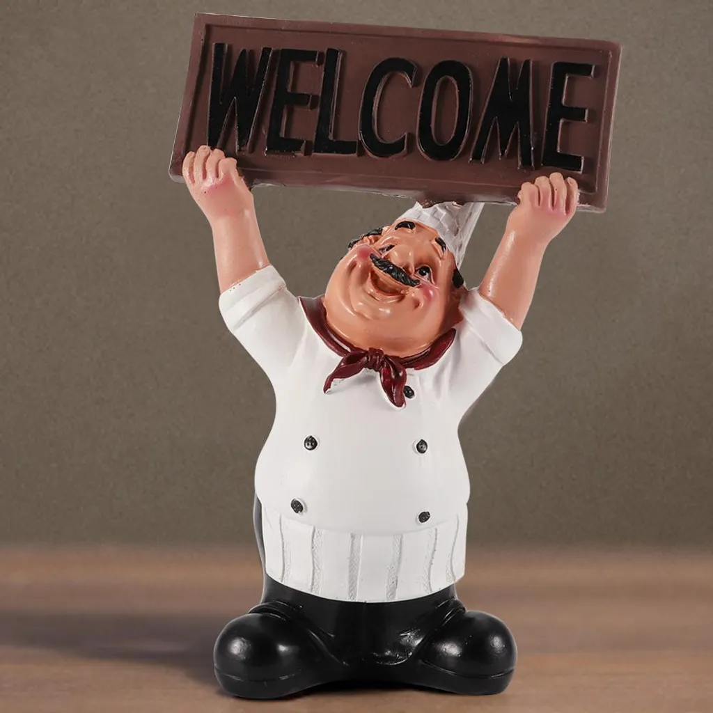 Figurine Chef Cuisinier Modèle #2 en Résine pour Déco de Bar et Café