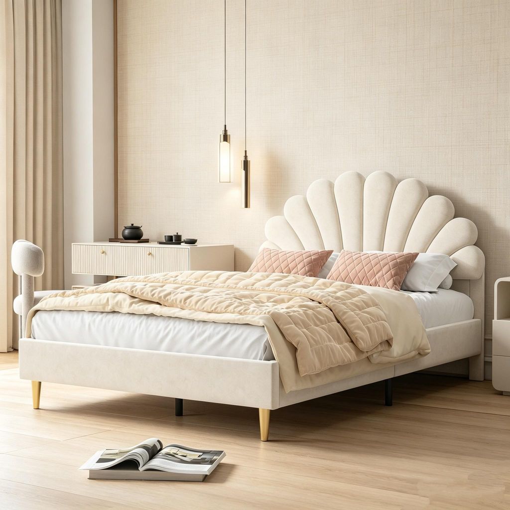 SUNFECILI Polsterbett 140x200 cm,bett 140x200,mit Produktbild 