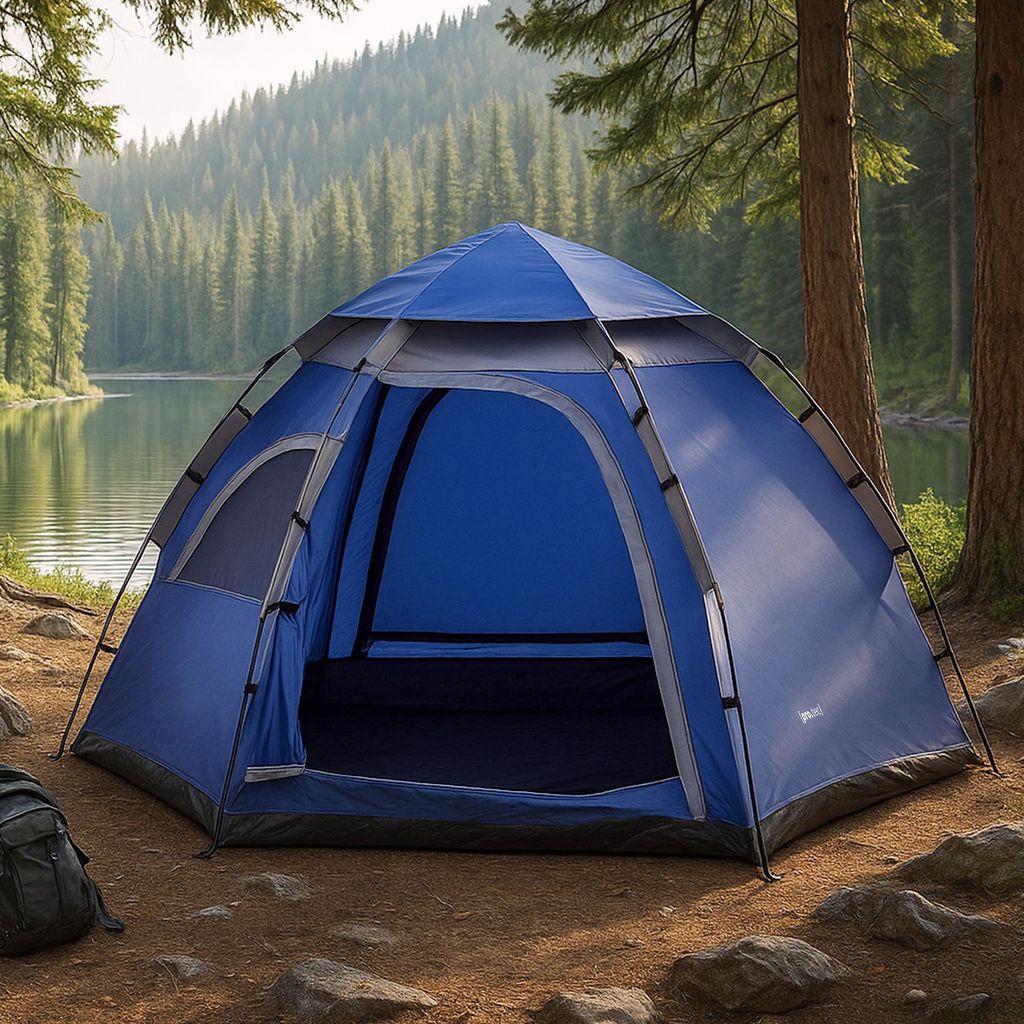 Campingzelt 'Nybro' für 2-3 Personen 240 x 205 x 140 cm Blau / Dunkelgrau