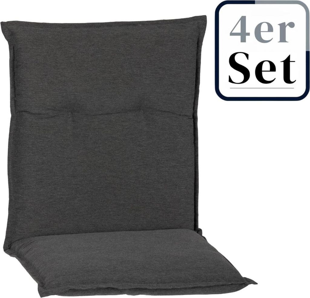 4er Set Niedriglehner Auflage Tartu, Motiv - Uni, grau, 98x46x6cm