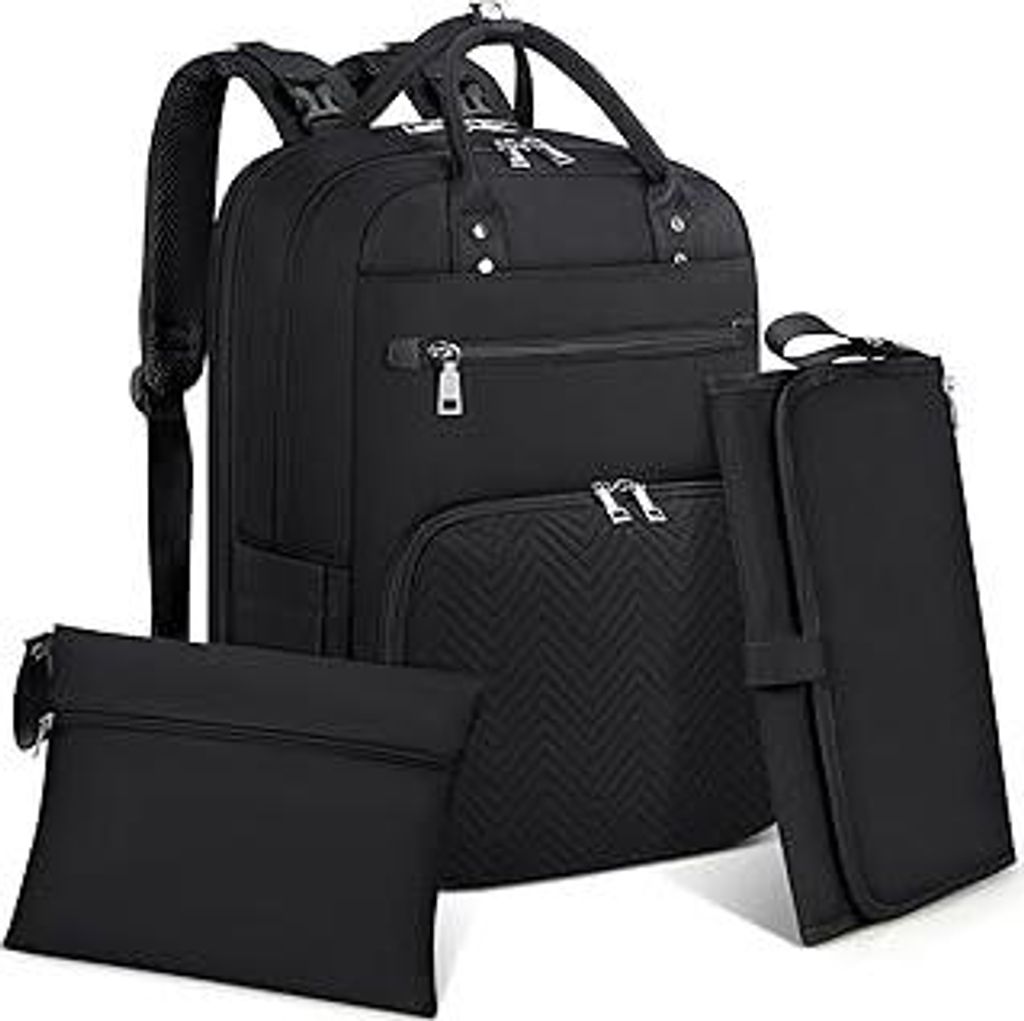 RAINSMORE Wickelrucksack Baby Wickeltasche Rucksack mit Wickelunterlage Unterwegs Groß Diaper Bag Multifunktions Baby Taschen für Mama und Papa S...