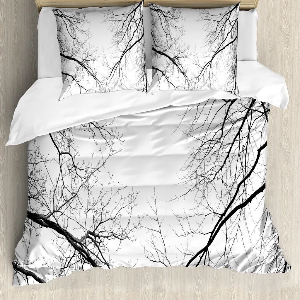 Mood Dark Forest: Copripiumino ABAKUHAUS Wald 155x220 Bianco e Nero