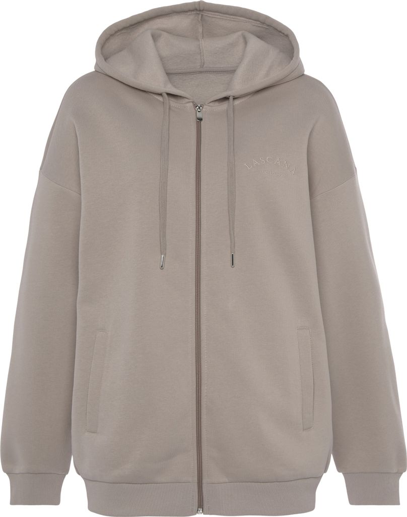 LASCANA Kapuzensweatjacke taupe Größe 36/38