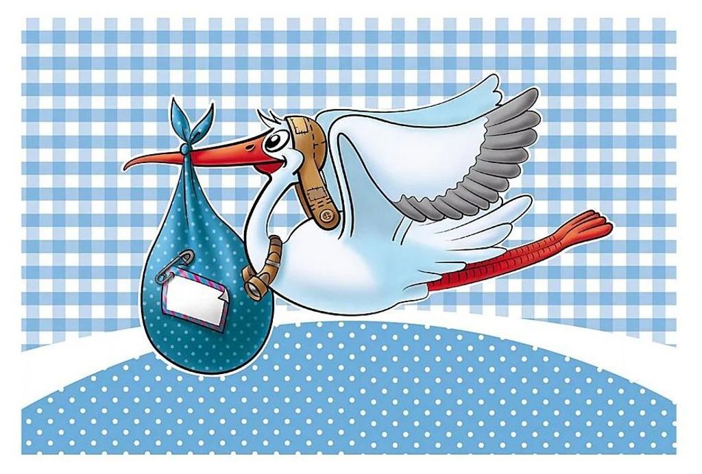 Fensterfahne Klapperstorch Babyblau