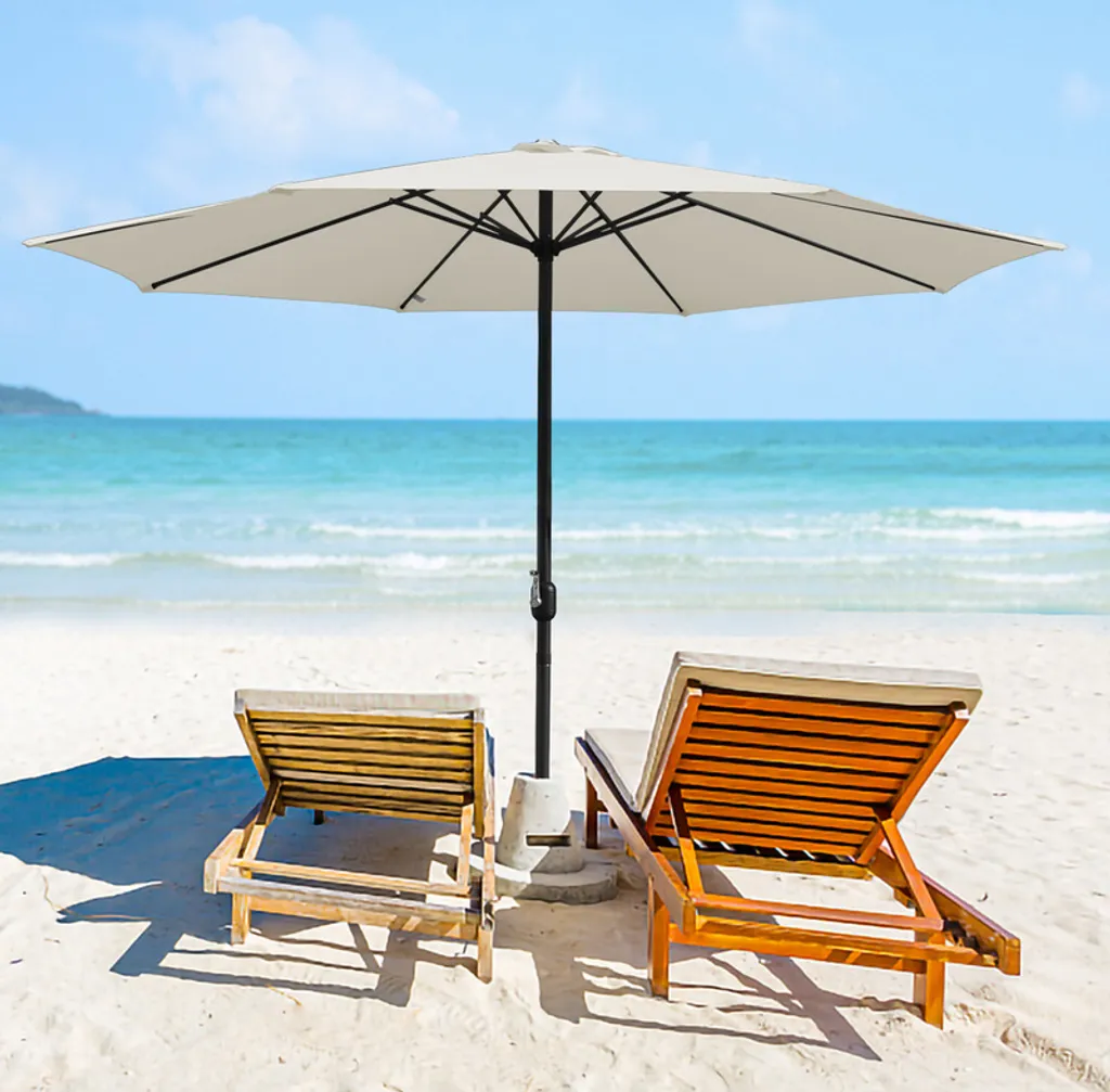 SWANEW ombrellone Ø300cm, ombrellone da giardino, senza ripiegamento, telo dell'ombrellone con rivestimento in PA, protezione UV fino a UPF 50+, senza supporto, beige