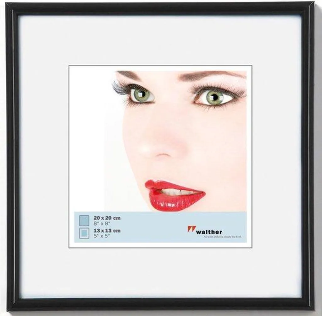 Cadre photo noir 20x20 cm moderne - Encadrement décoratif mural carré