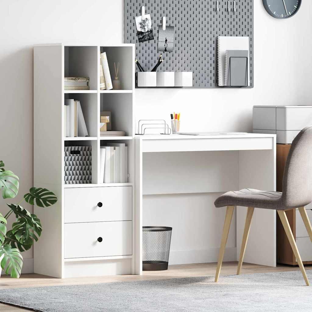 Möbel Schreibtisch mit Stauraum mit Regal 2 pcs Weiß 90 x 40 x 76 cm - Kommoden 3337321