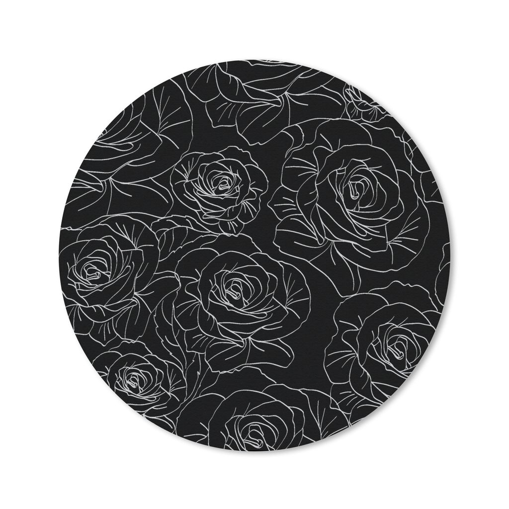 MuchoWow Mauspad Mousepad Rosen - Schwarz und Weiß - Muster 30x30 cm - Mousepads - Maus Mat - Pad - Mausunterlage - Tischunterlage - Schreibtisc...