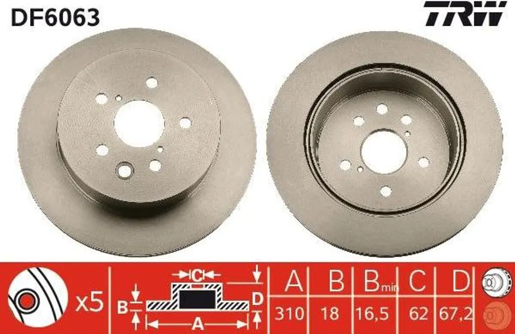 Disque de frein TRW DF6063 avec traitement anticorrosion OE 4243130290