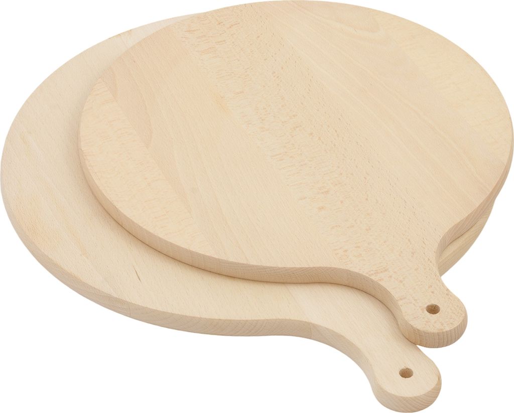 Tagliere rotondo in legno con manico 35cm 40cm Set di 2 Immagine del prodotto 