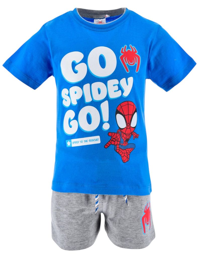 2tlg.Outfit T-Shirt & Shorts Marvel Spidey Blau 98 cm