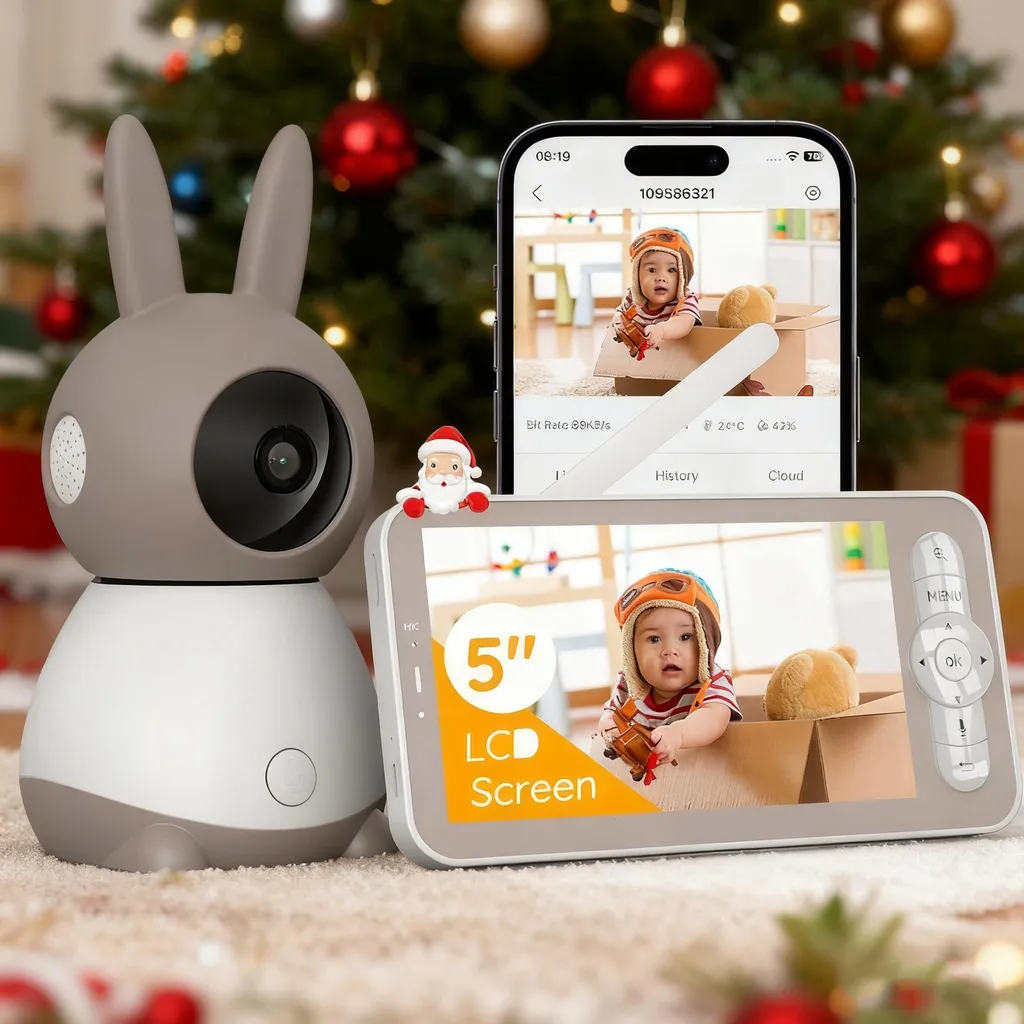 Babyphone Caméra PTZ 360 2K avec Détection de Mouvement et App WLAN