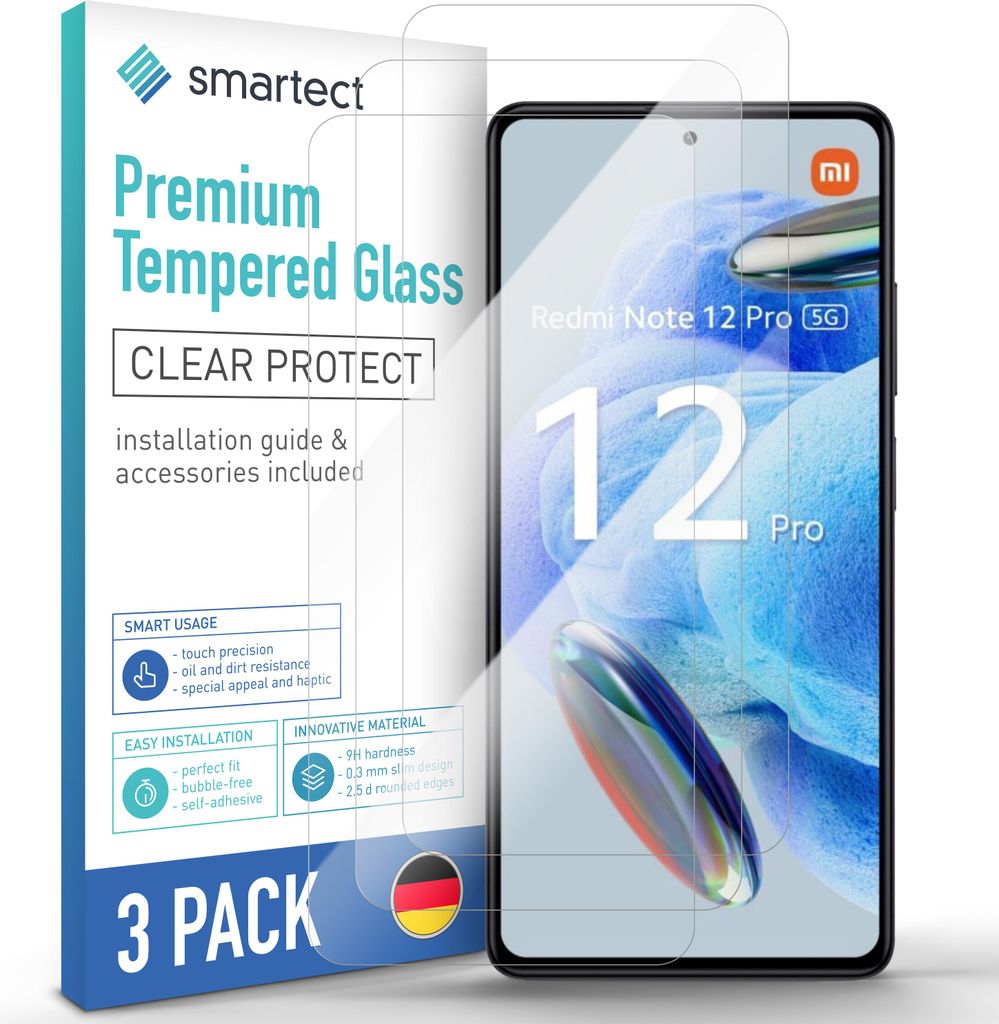 3x Schutzglas Panzerfolie für Xiaomi Redmi Note 12 Pro 5G / 12 Pro Plus Hartglas