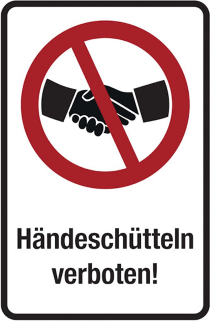 Dreifke Verbotsschild Kombischild, Händeschütteln verboten | PVC | 200x300 m...