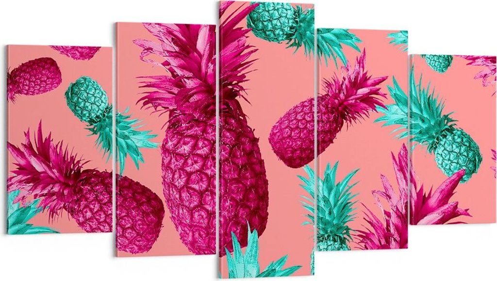 Bild auf Leinwand - Leinwandbild - Ananas Obst Saft - 160x85cm - Wand Bild - Wanddeko - Wandbilder - Leinwanddruck - Bilder - Kunstdruck - Wanddeko...