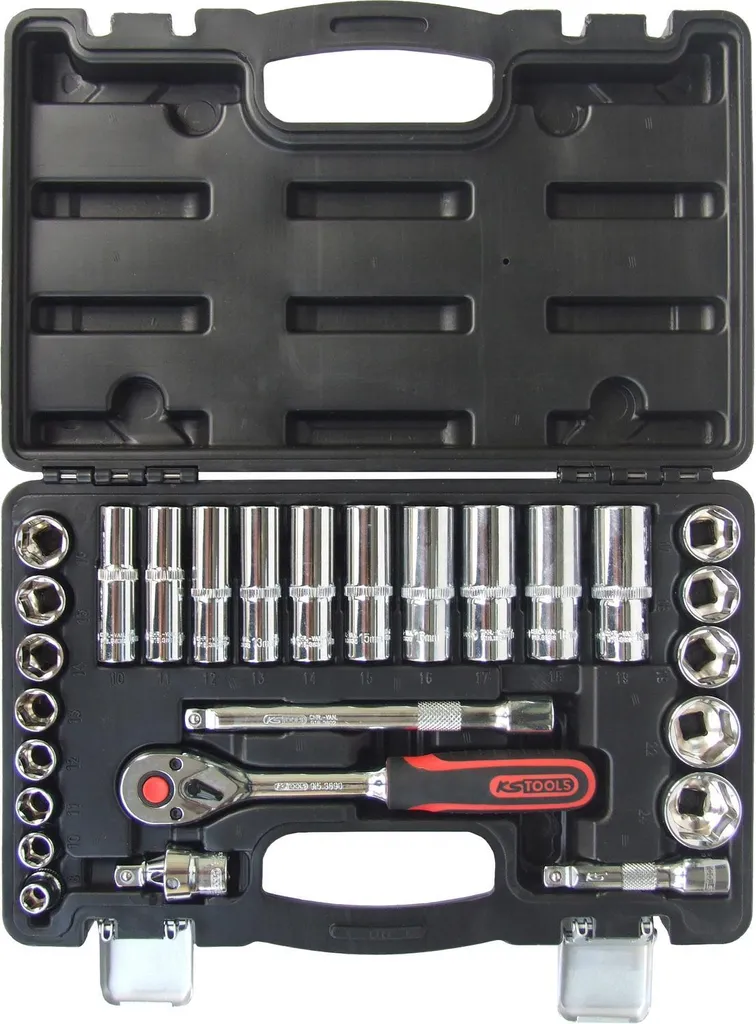 Jeu de douilles CHROMEplus KS TOOLS 918.0627 - Acier robuste 27 pcs - 10