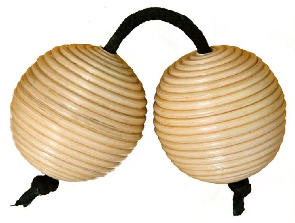 Maraka Double Rattan Musikinstrument, ca. 5 cm Durchmesser, handgefertigt aus Indonesien