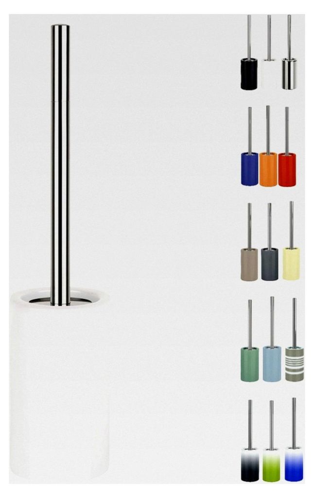 Toilettenbürste mit Halter aus Porzellan in Weiß