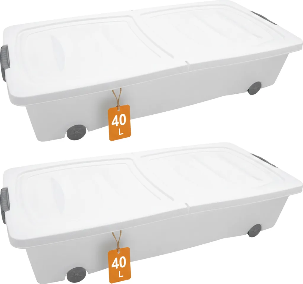 Rangement Sous Lit pour Couettes et Vêtements : Lot de 2 KLEIN 80x40x17