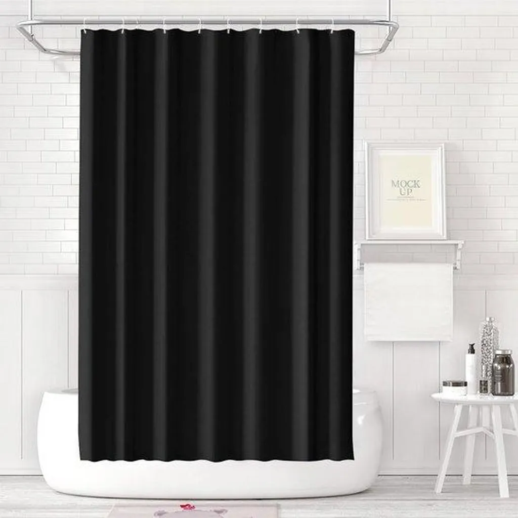Rideau de douche anti-moisissure noir en tissu 120 x 200 cm imperméable