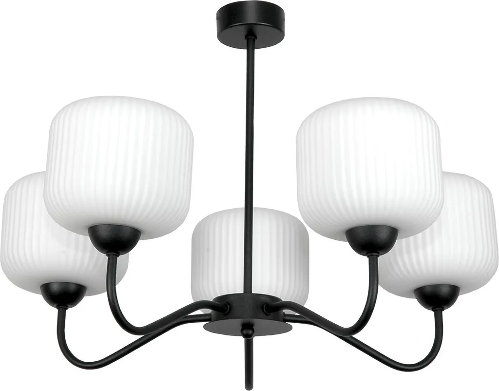 Suspension Noire Design en Verre Blanc Opale Belinda 15-400 Classique