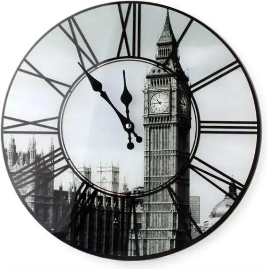 Pendule murale en verre Big Ben 30x4 cm pour salon moderne