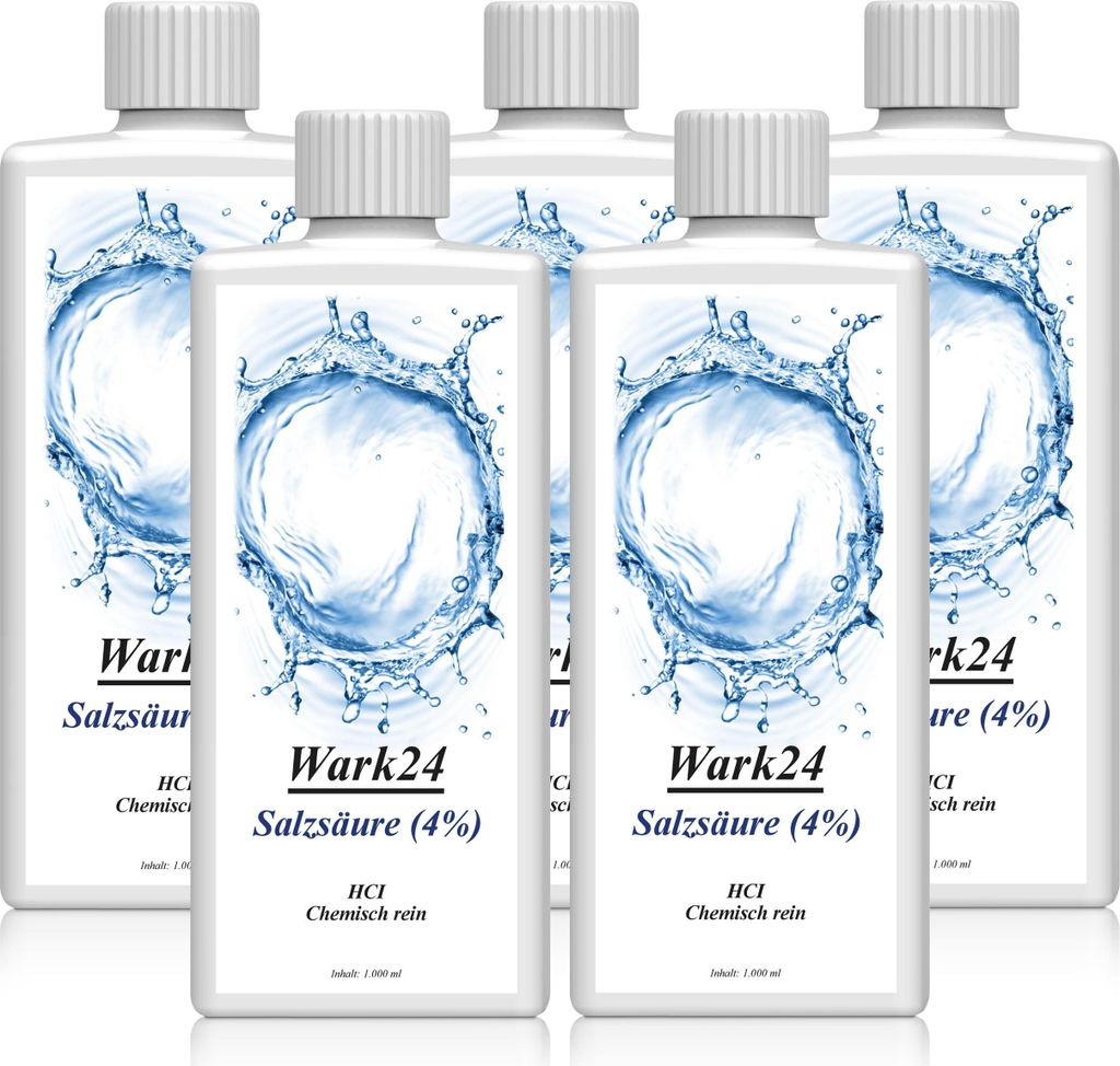 Wark24 Salzsäure (4%) 1L zur Entfernung von Kalk, Rost und Ablagerung (5er Pack)