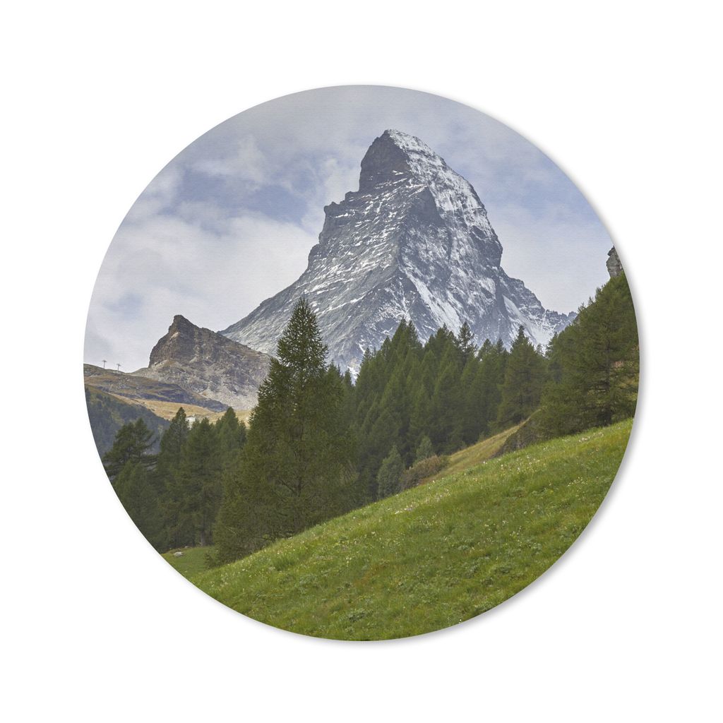 MuchoWow Mauspad Mousepad Das Schweizer Matterhorn hinter einem Tannenwald 20x20 cm - Mousepads - Maus Mat - Pad - Mausunterlage - Schreibtischmatte