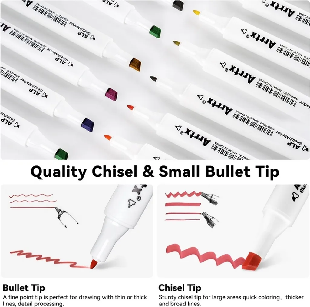 Marqueurs Arrtx 80 Couleurs Double Pointe avec Crayons Graphite S Premium - 9