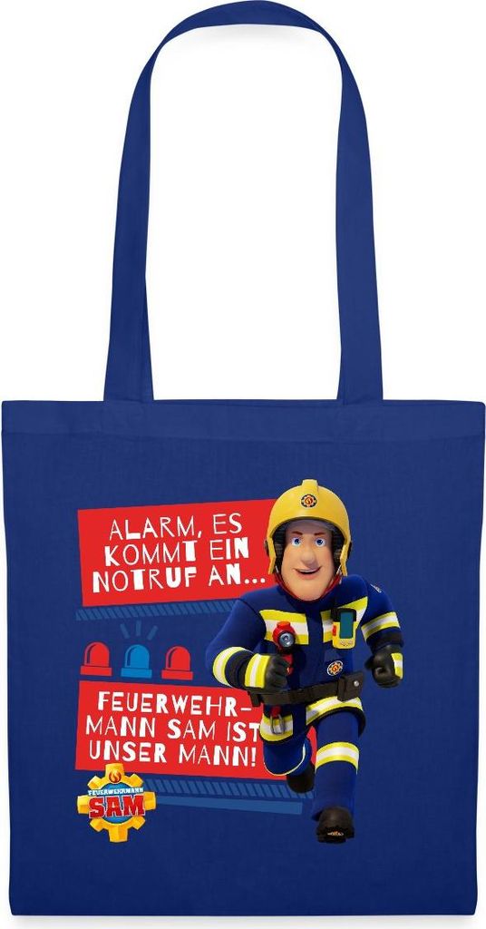 Spreadshirt Feuerwehrmann Sam Mit Text Vom Intro-Song Stoffbeutel, One size, Royalblau