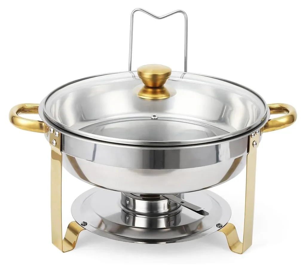 Lot de 4 réchauds buffet en acier inoxydable 5 QT 4,7L pour traiteur