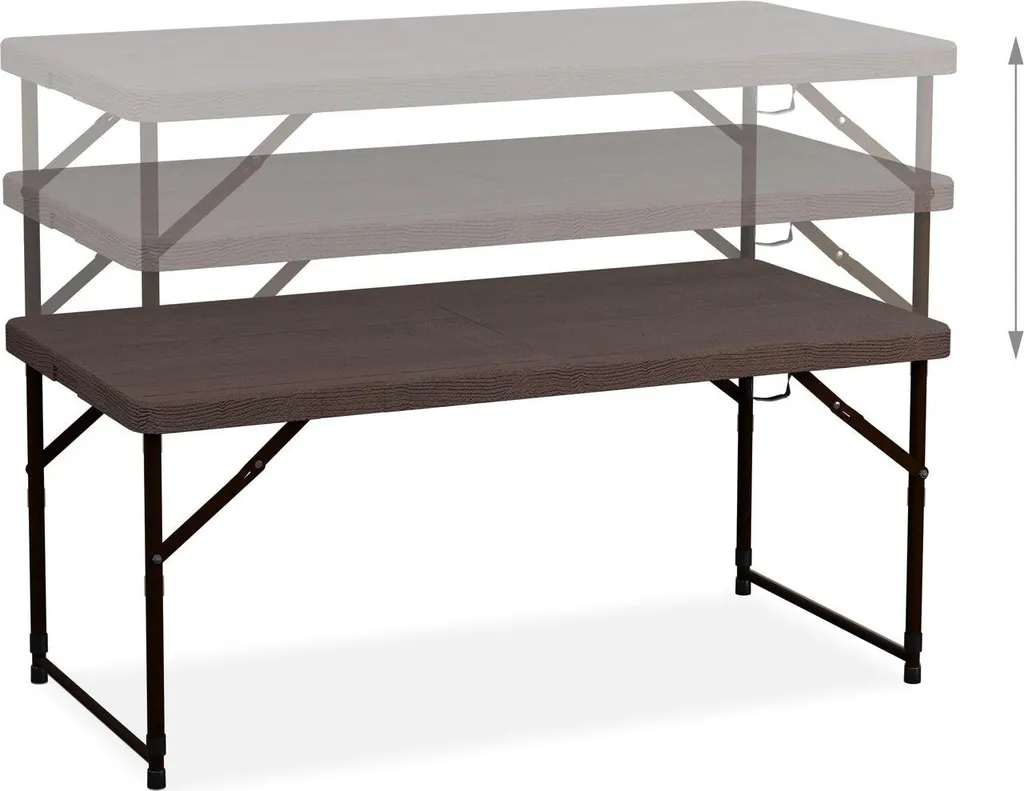 Table de jardin pliante avec hauteur réglable et plateau résistant gris - 7