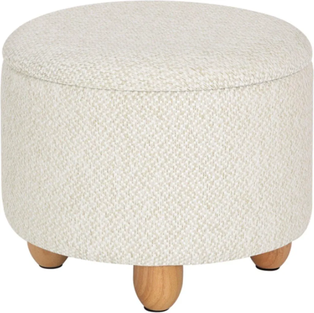 Happyment Tabouret Moderne Crème : Repose-pieds avec Rangement 2-en-1